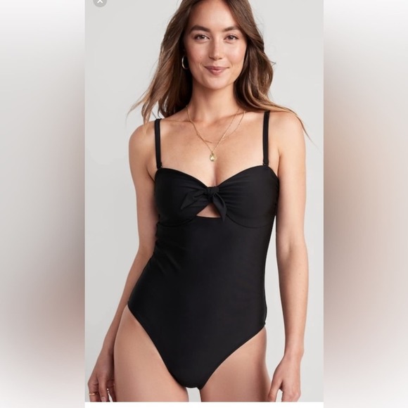 Old navy black adjustable bandeau swimsuit large new with tags - Picture 1 of 9